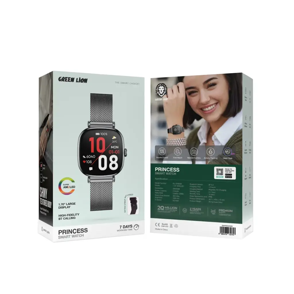 Green Lion Princess Smart Watch - Glossy Black Green Lion Princess Smart Watch - Glossy Black
