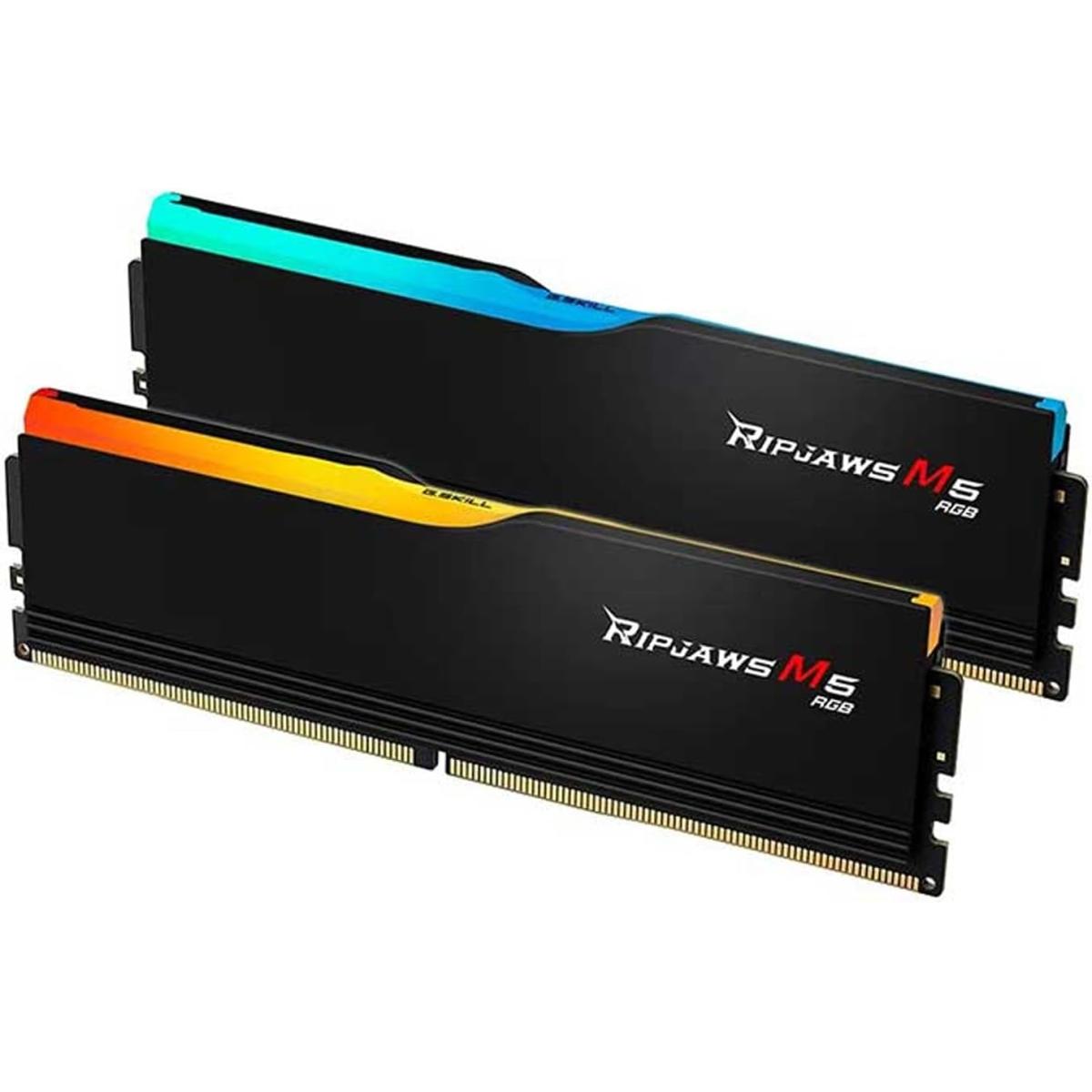 G.SKILL Ripjaws M5 RGB Series 32GB (2x16GB) DDR5 , 6000 MT/s Memory Speed, CL36 Latency, 1.35V Voltage, Intel XMP 3.0, Black