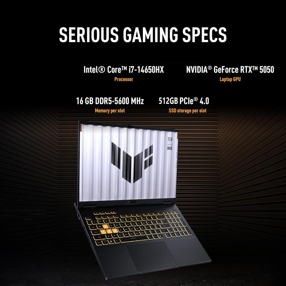 ASUS TUF Gaming F16 (2025) FX608JHR 14Gen Intel Core i7 14650HX 16-Cores w/ Nvidia RTX 5050 8GB DDR7 & IPS 165Hz Display - Gray ASUS TUF Gaming F16 (2025) FX608JHR 14Gen Intel Core i7 14650HX 16-Cores w/ Nvidia RTX 5050 8GB DDR7 & IPS 165Hz Display - Gray