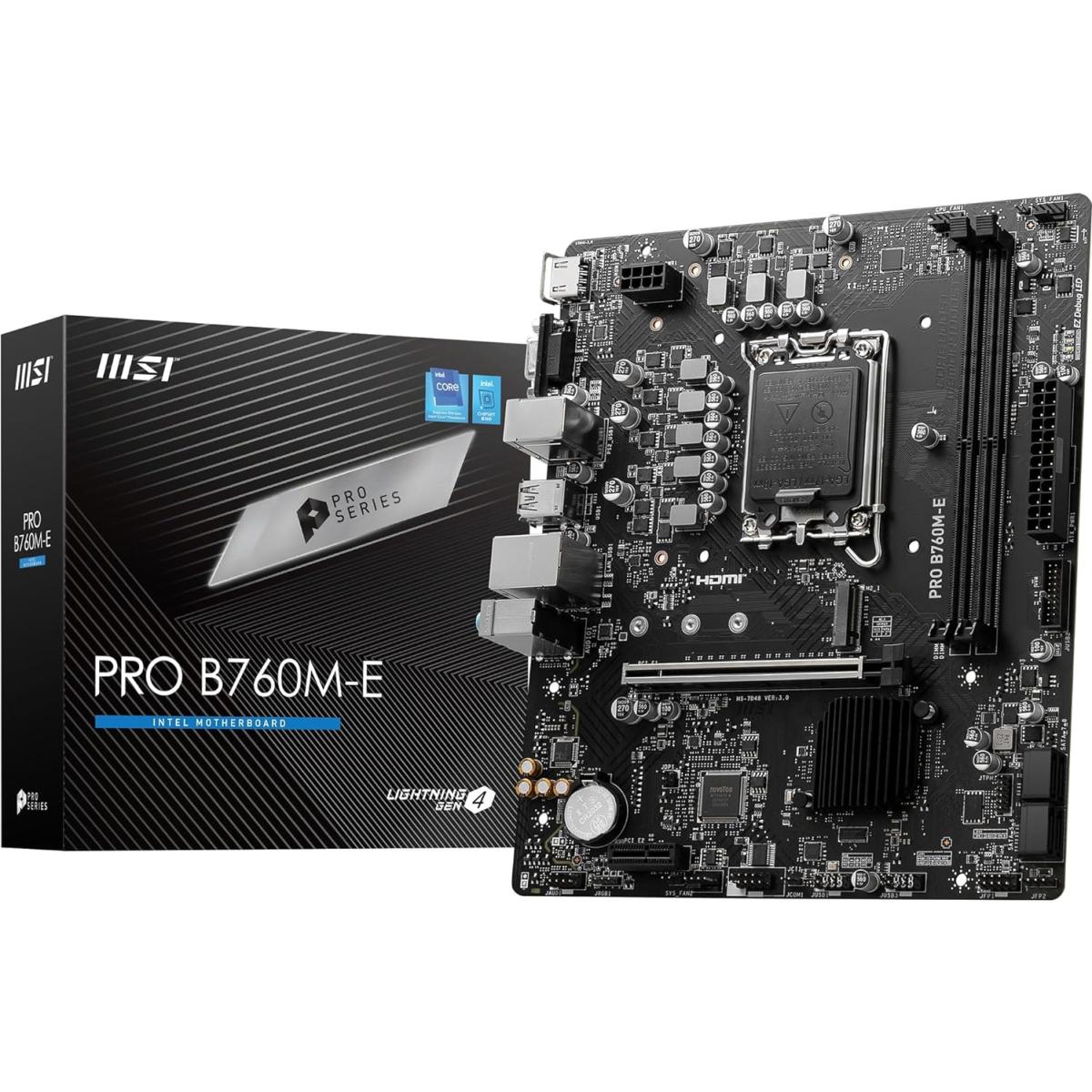 MSI PRO B760M-E, Intel Series, LGA 1700/DDR5/PCIe 4.0/1xM.2 - mATX Gaming MotherBoard