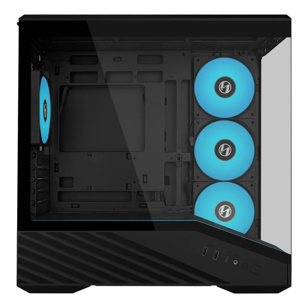 Lian Li V100-ATX Mid-Tower PC Case-Black-V100RX | 4 x 120mm ARGB PWM Fans Pre-Installed, LED RGB Strip, Platform with Tempered Glass Lian Li V100-ATX Mid-Tower PC Case-Black-V100RX | 4 x 120mm ARGB PWM Fans Pre-Installed, LED RGB Strip, Platform with Tempered Glass