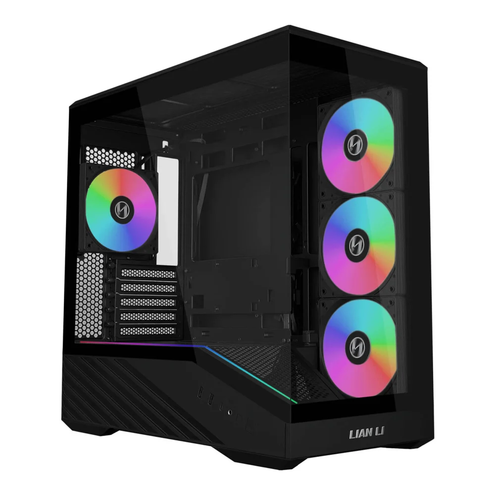 Lian Li V100-ATX Mid-Tower PC Case-Black-V100RX | 4 x 120mm ARGB PWM Fans Pre-Installed, LED RGB Strip, Platform with Tempered Glass Lian Li V100-ATX Mid-Tower PC Case-Black-V100RX | 4 x 120mm ARGB PWM Fans Pre-Installed, LED RGB Strip, Platform with Tempered Glass