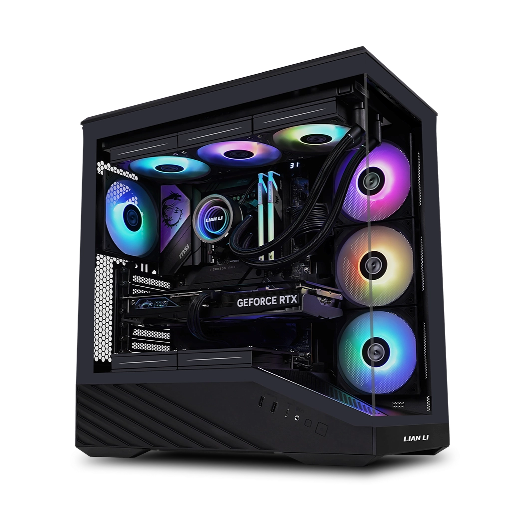 Lian Li V100-ATX Mid-Tower PC Case-Black-V100RX | 4 x 120mm ARGB PWM Fans Pre-Installed, LED RGB Strip, Platform with Tempered Glass