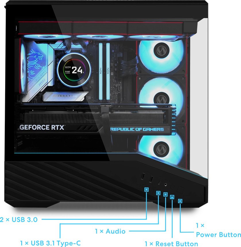 Lian Li V100-ATX Mid-Tower PC Case-Black-V100RX | 4 x 120mm ARGB PWM Fans Pre-Installed, LED RGB Strip, Platform with Tempered Glass Lian Li V100-ATX Mid-Tower PC Case-Black-V100RX | 4 x 120mm ARGB PWM Fans Pre-Installed, LED RGB Strip, Platform with Tempered Glass
