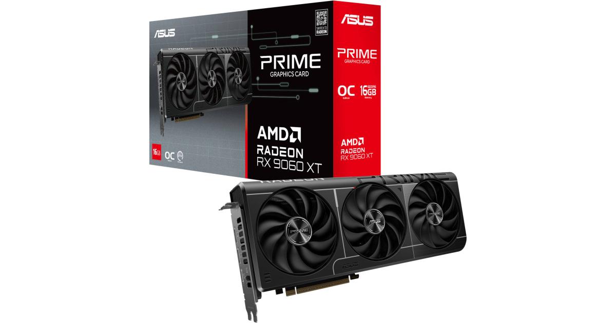 ASUS Prime Radeon RX 9060 XT 16GB GDDR6 OC Edition Gaming Graphics Card2.5-slot DesignDual BIOSPerfect PSU for the RADEON RX 9000 series