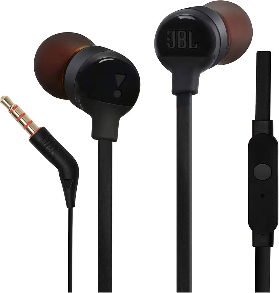 JBL Tune 110 Wired In-Ear Headphones, Deep and Powerful Pure Bass Sound, 1-Button Remote/Mic, Tangle-Free Flat CableBass that Rocks, and Ready to Roll. JBL Tune 110 Wired In-Ear Headphones, Deep and Powerful Pure Bass Sound, 1-Button Remote/Mic, Tangle-Free Flat CableBass that Rocks, and Ready to Roll.