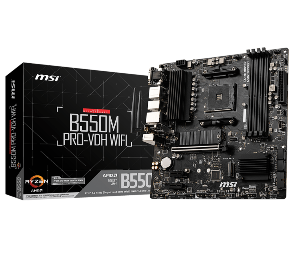 MSI B550M PRO-VDH WiFi ProSeries Motherboard (AMD Ryzen 5000, AM4, DDR4, PCIe 4.0, SATA 6Gb/s, M.2, USB 3.2 Gen 1, Wi-Fi, Bluetooth
