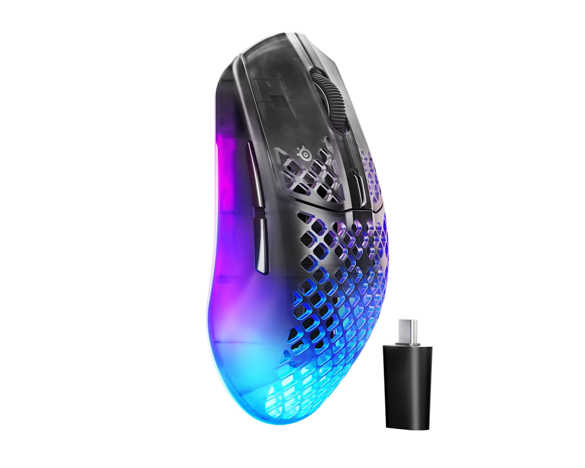 SteelSeries Aerox 3 Wireless Gen 2 - Super-Light 68g Gaming Mouse, 4K Polling, 26K DPI Optical Sensor, 200 Hour Battery, IP54 Water Resistant -