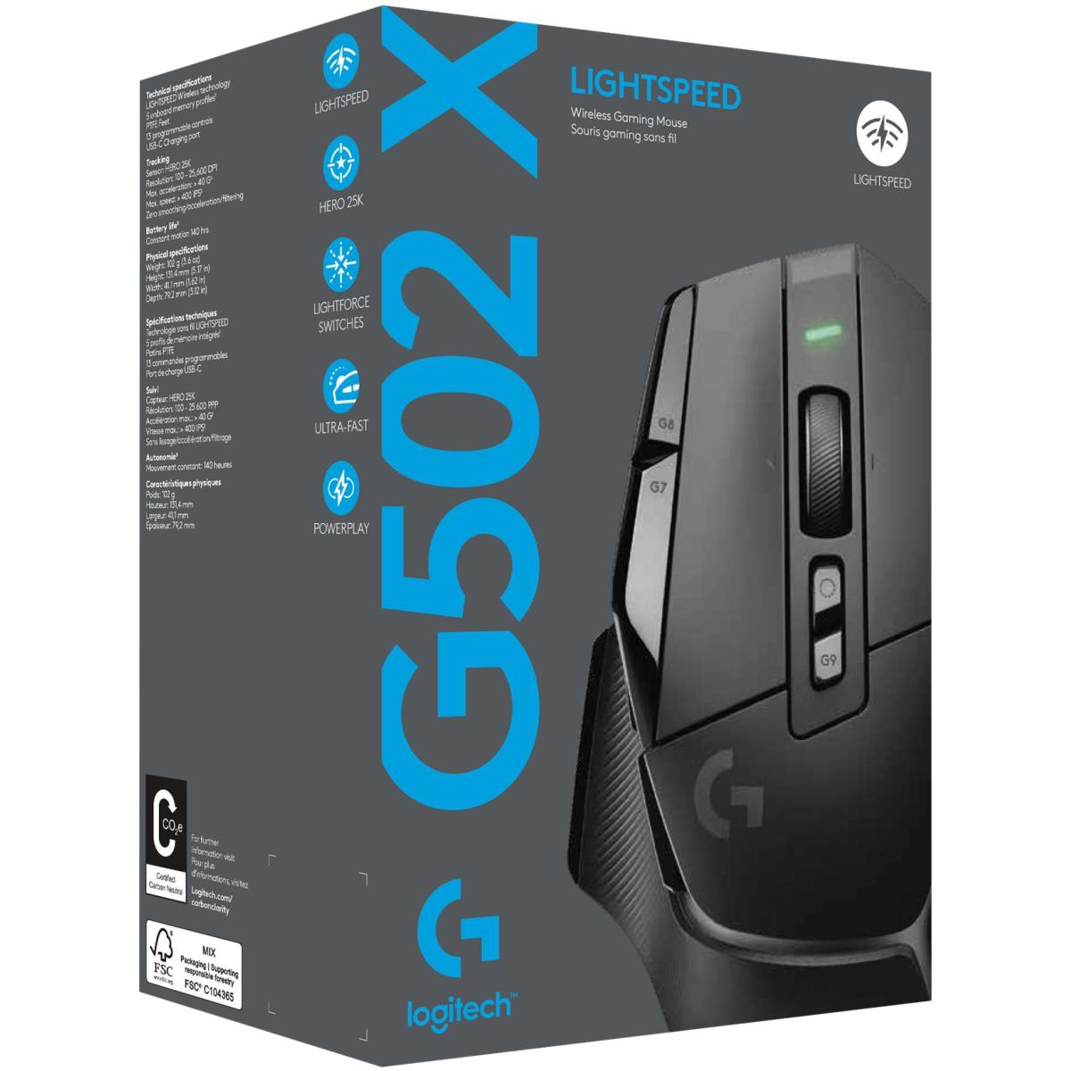 Logitech G502 X Lightspeed Wireless Gaming Mouse - BlackLIGHTFORCE SWITCHESHERO 25K SENSORMAKE YOUR CHOICEPERFECT PAIR