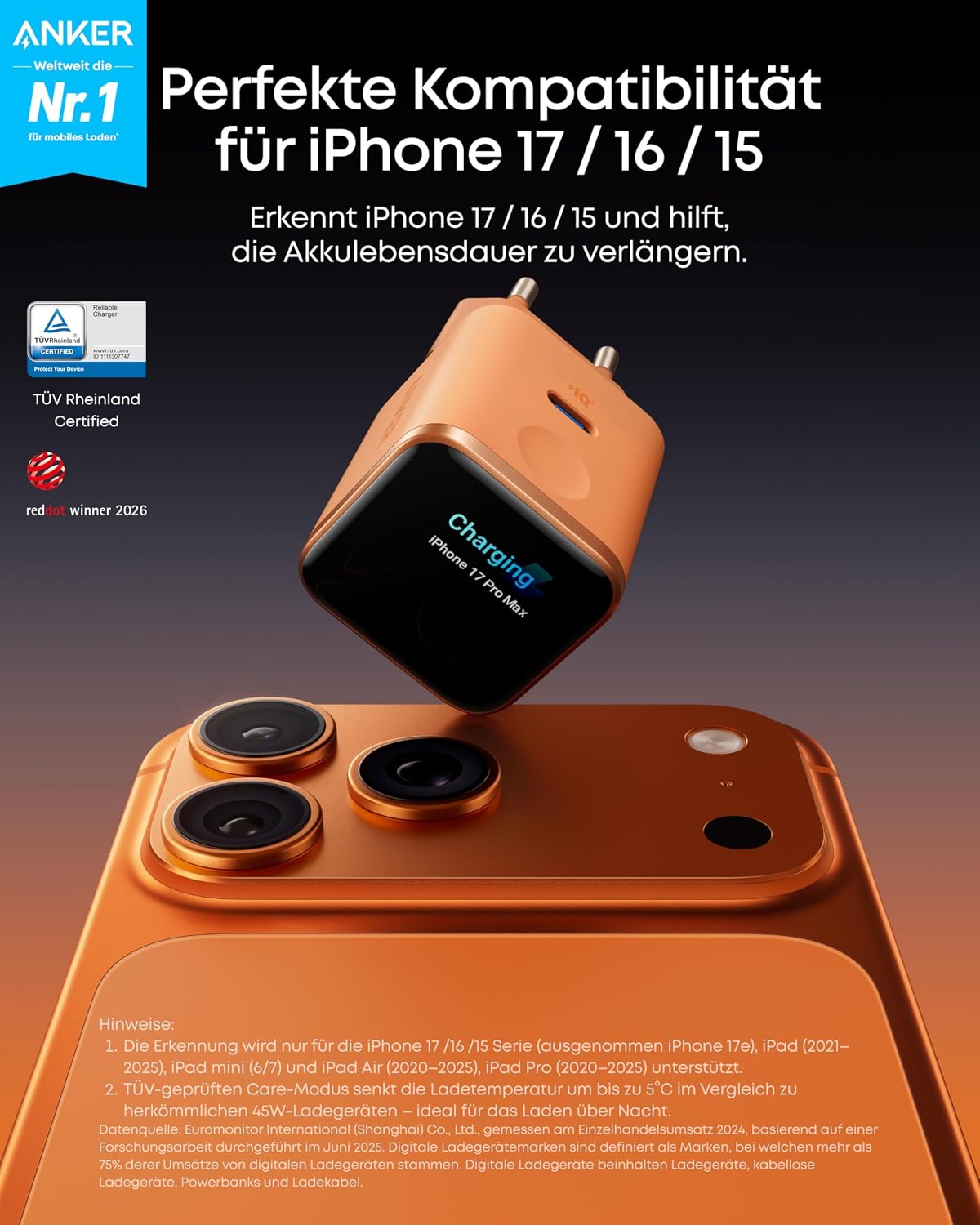 Anker Smart Display Charger, Anker Nano 45W Fast Charging USB C Charger with Smart Recognition, Built-In Care Mode, Compact, for iPhone Series, iPad, MacBook, Apple Watch Anker Smart Display Charger, Anker Nano 45W Fast Charging USB C Charger with Smart Recognition, Built-In Care Mode, Compact, for iPhone Series, iPad, MacBook, Apple Watch