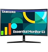 SAMSUNG 27" Essential S3 (S36GD) Series FHD 1800R Curved Computer Monitor, 100Hz, Game Mode, Adva...
