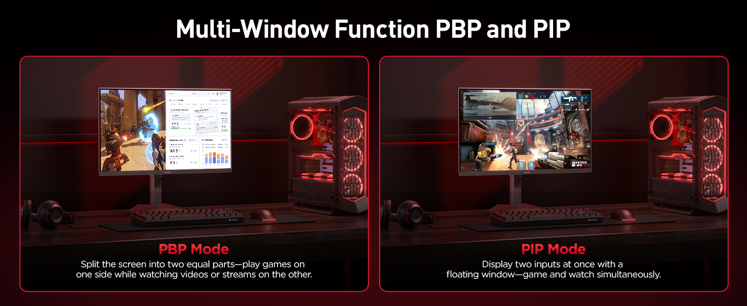 KOORUI 27 4K Gaming Monitor Dual Mode UHD 160Hz or FHD 320Hz, Fast IPS 1ms, FreeSync G-SYNC