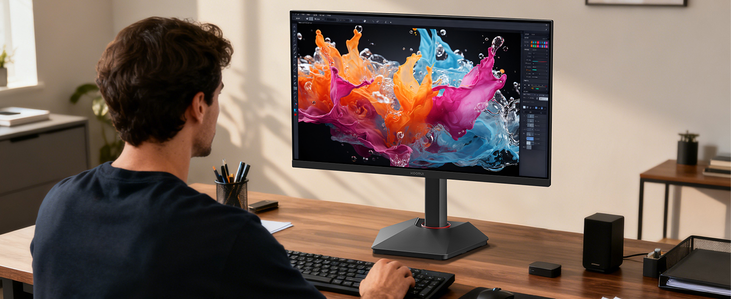 KOORUI 27 4K Gaming Monitor Dual Mode UHD 160Hz or FHD 320Hz, Fast IPS 1ms, FreeSync G-SYNC