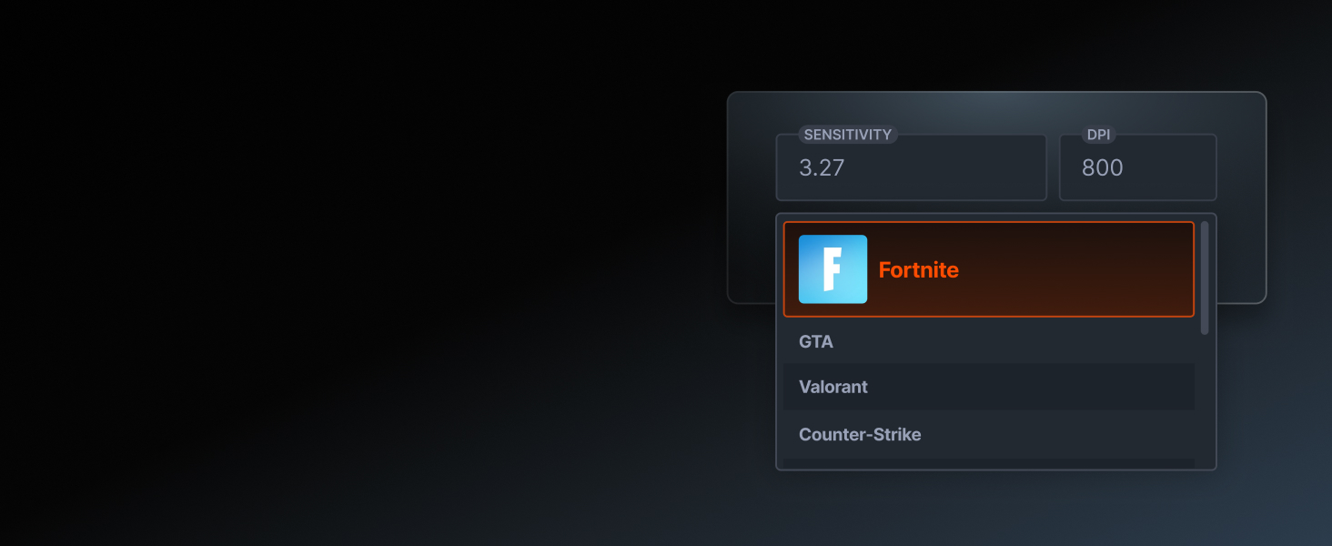 Image showing sensitivity converter for games like Fortnite, GTA, Valorant and Counter-Strike