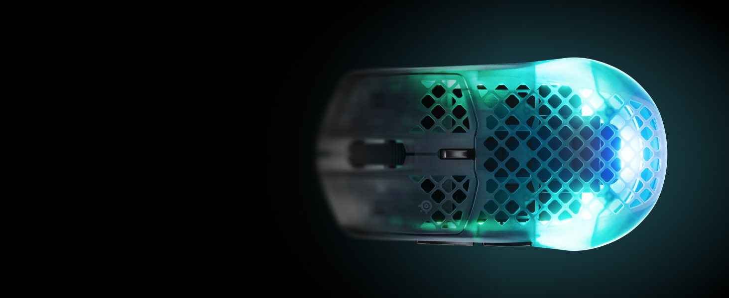 Image of translucent mouse glowing green and blue