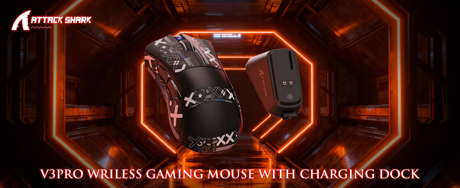 ATTACK SHARK V3 PRO Wireless Esports Gaming Mouse with Magnetic Charging Dock
