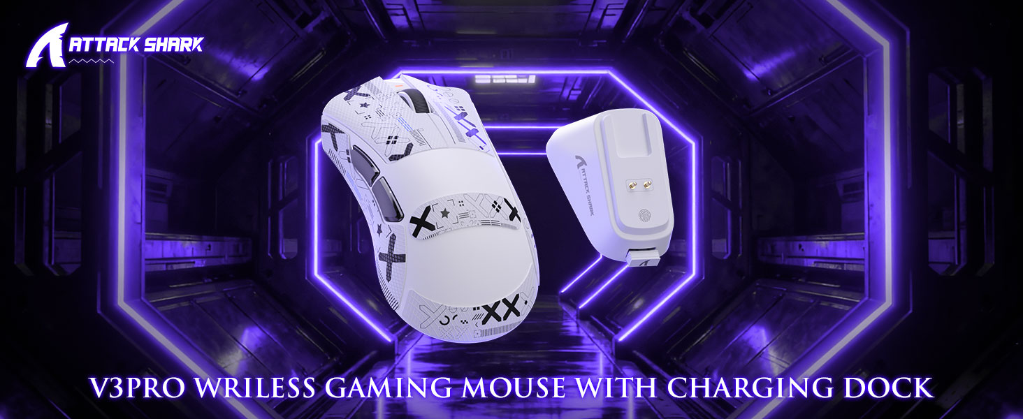 ATTACK SHARK V3 PRO Wireless Esports Gaming Mouse with Magnetic Charging Dock