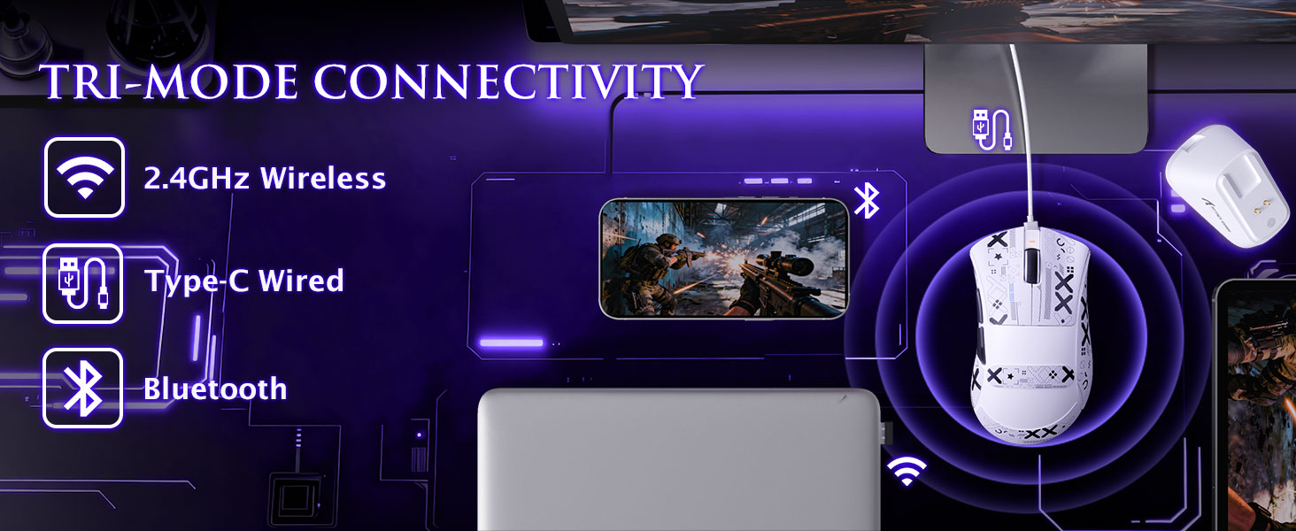 ATTACK SHARK V3 PRO Wireless Esports Gaming Mouse with Magnetic Charging Dock