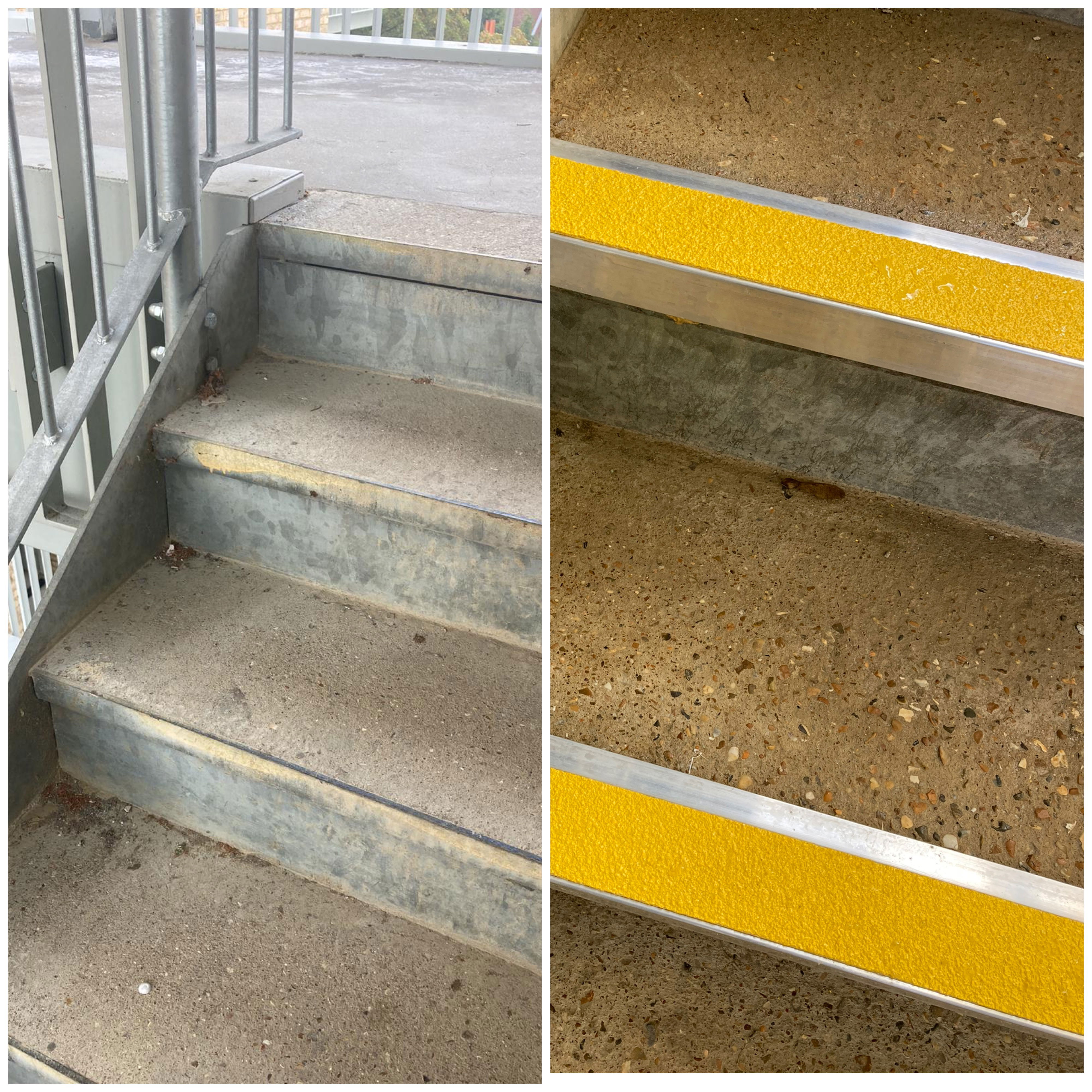 Before (left) and After (right). Steps fitted with SN9 and Brimstone Exterior Insert.  