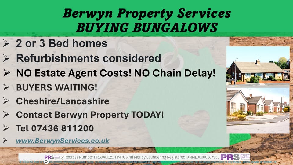 We Buy 2-3 Bed Bungalows