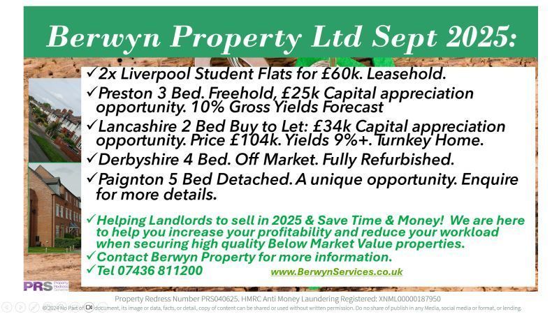 Current Below Market Priced Homes in the North West/Yorkshire area.