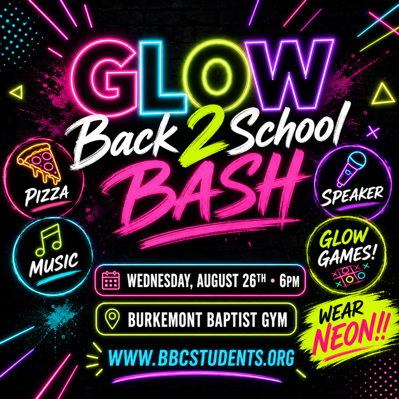 GLOW Back 2 School Bash Aug 26