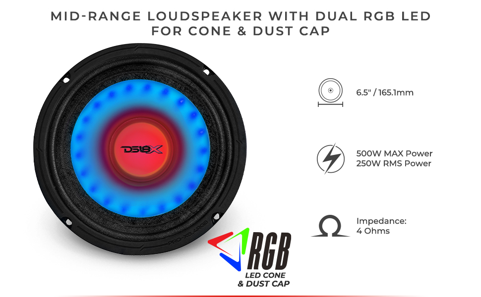 ds18 6.5 speakers, High-Power 6.5” Speaker with Customizable RGB Lighting