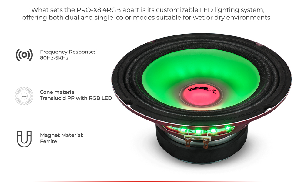 High-Power 8” Speaker with Customizable RGB Lighting