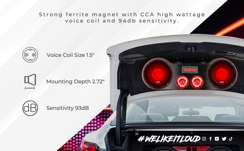 6 inch midrange with bullet rgb lights loud speaker car audio