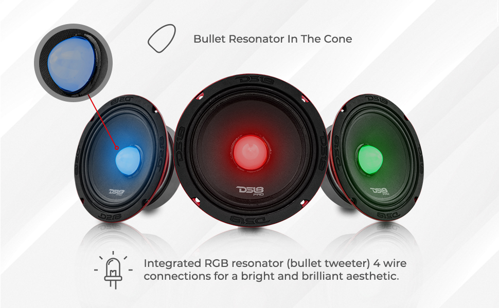 6 inch midrange with bullet rgb lights loud speaker car audio