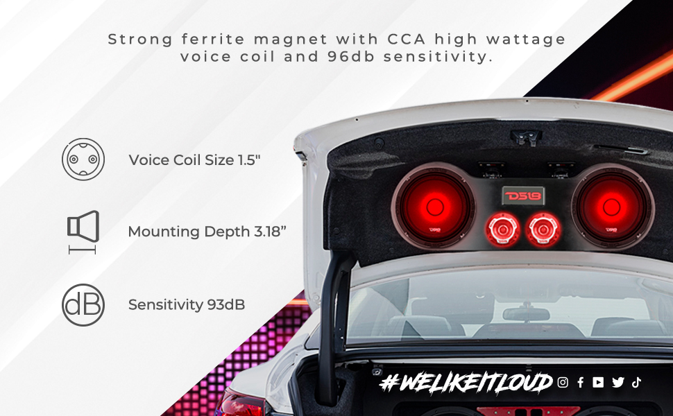 8 inch car audio loud midrange speaker with bullet and rgb led lights for better sound bass response