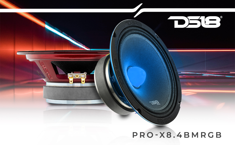 8 inch car audio loud midrange speaker with bullet and rgb led lights for better sound bass response