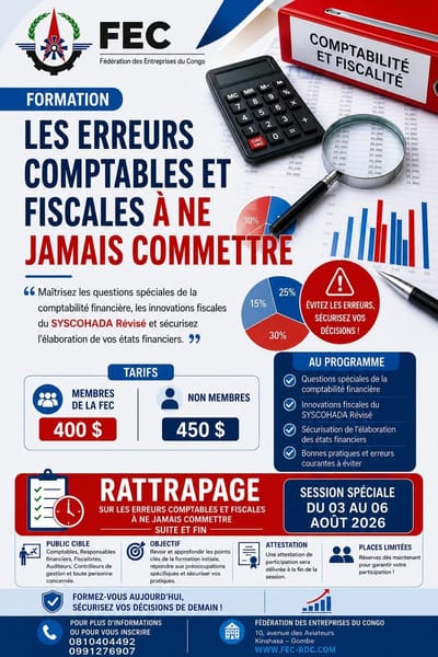 Formation sur les erreurs Comptables et Fiscales à ne jamais commettre. ( FEC)