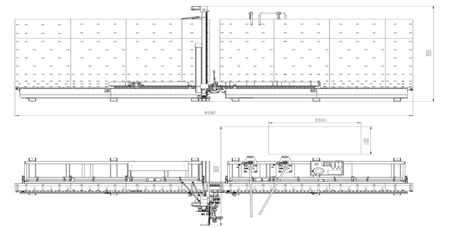 The Layout Diagram of Automatic Insulated Glass Sealing Robot Machine