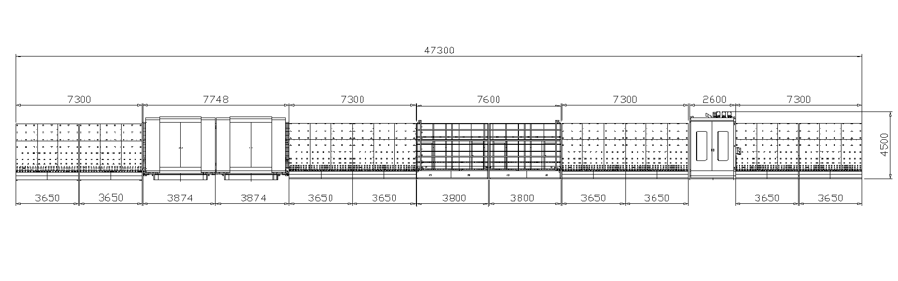 The Layout Diagram of Jumbo Size Double Plate Pressing Argon-gas Filling Insulated Glass Production Line