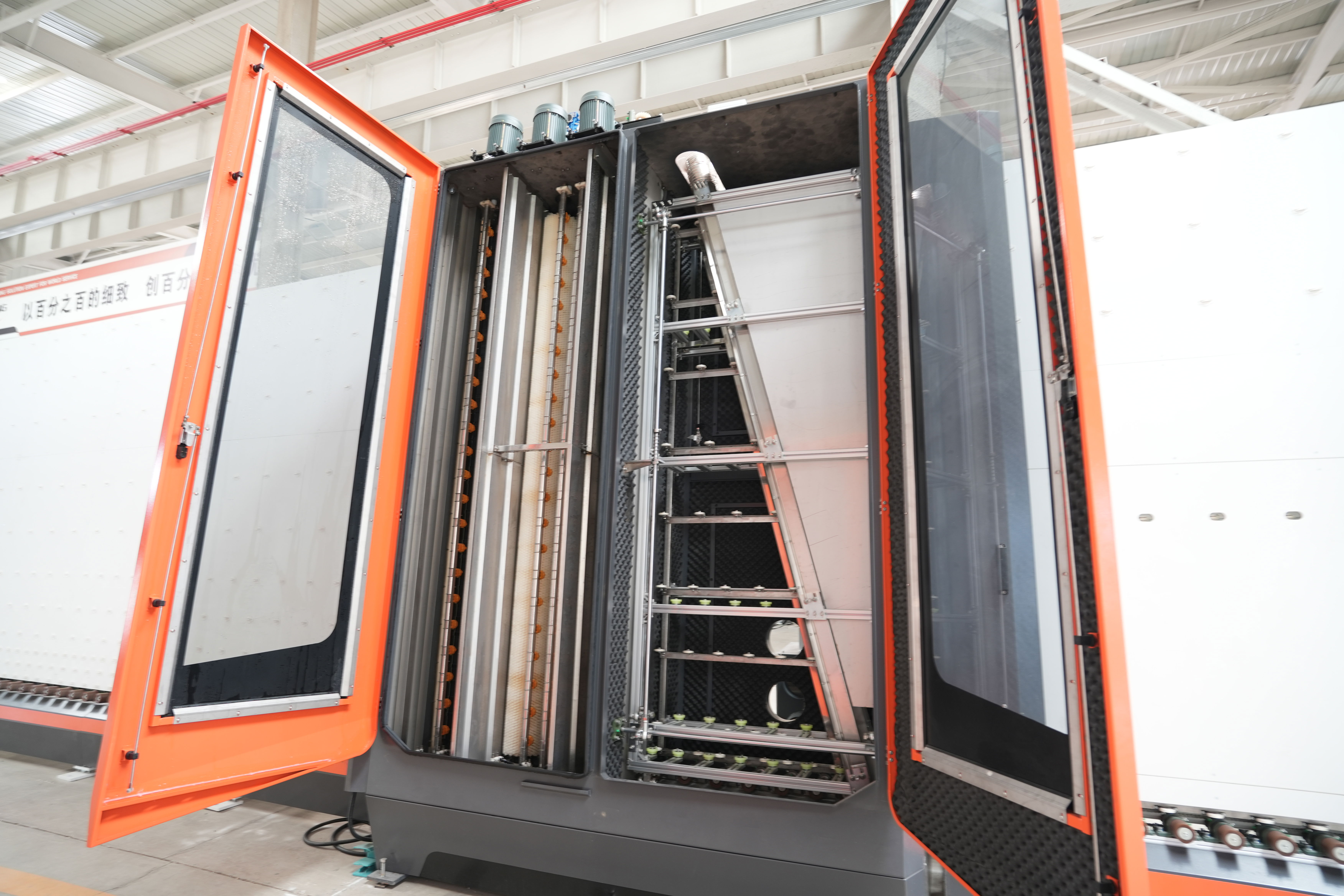 alt="Automatic glass washing machine with PLC control system"