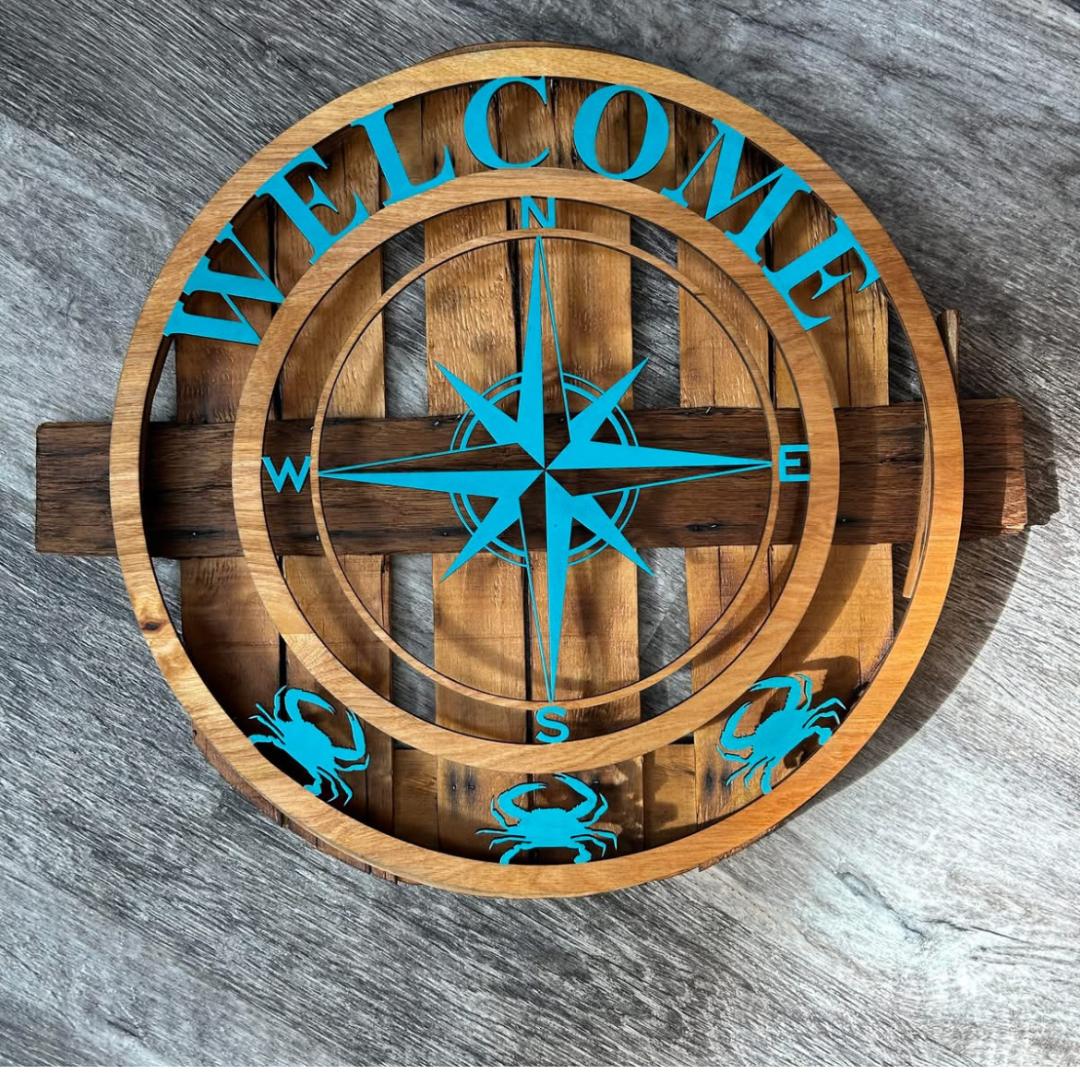 Stained compass with teal