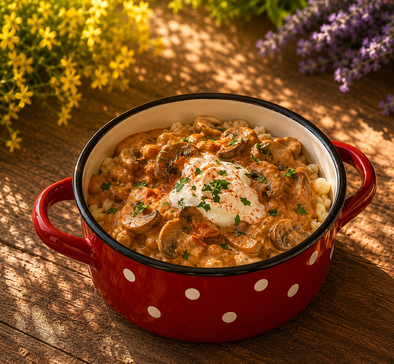 Vegetarian favourite - mushroom paprikash (side included)