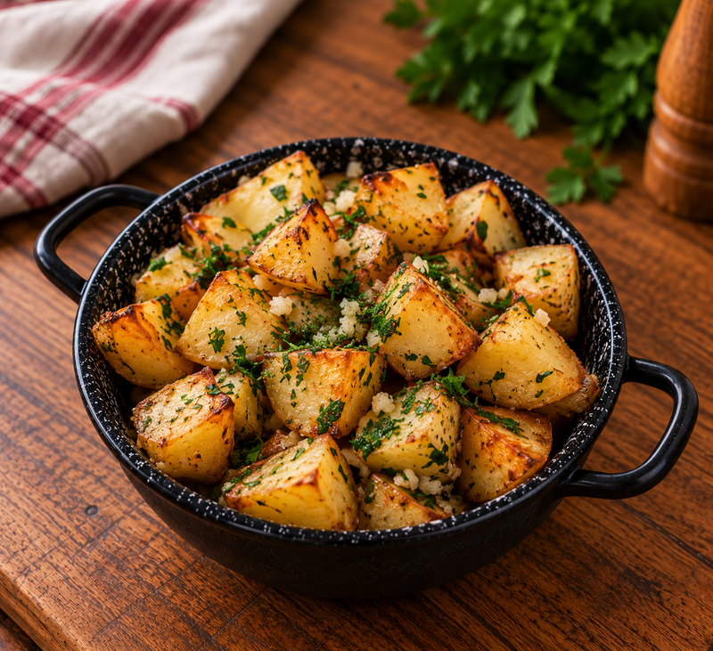 Fried potatoes with parsley and garlic