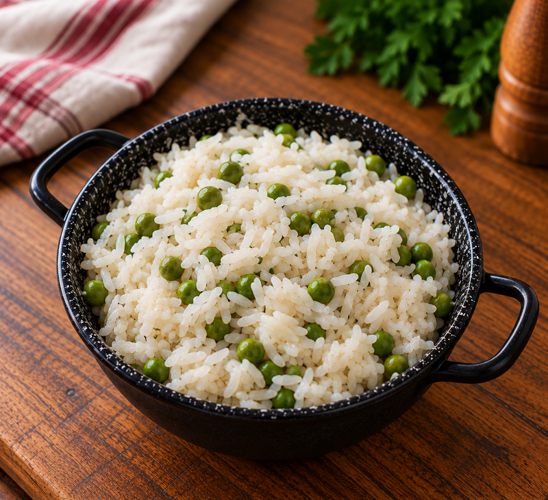 Rice with baby peas (rizi-bizi)