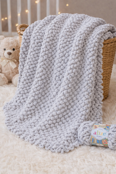 Easy Baby Blanket with Alize Puffy Fine