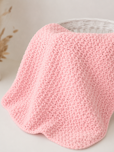 Soft Pink Crochet Baby Blanket with Alize Velutto Yarn