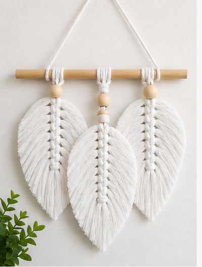 DIY Cord Yarn Wall Hanging Pattern | Easy Macrame Leaf Wall Decor Tutorial