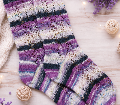 Lace Socks Knitting Pattern with YarnArt Crazy Color | Easy Self-Striping Socks