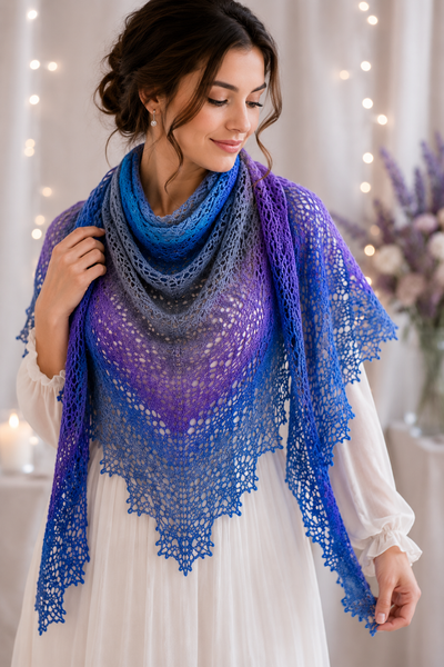 Elegant Knitted Lace Shawl: Made with Lana Fresco 8101