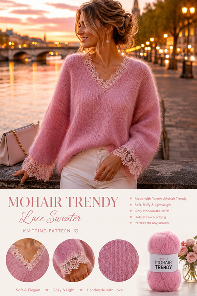 Elegant Mohair Sweater with Lace Trim – Knitting Pattern