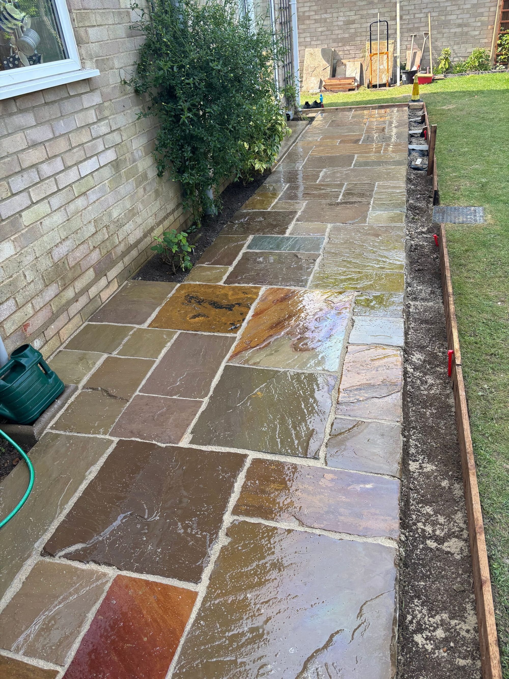 Indian Sandstone patio to back of house