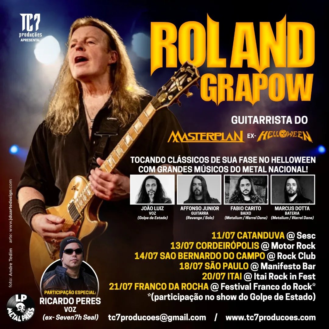 Roland Grapow: Guitarrista do Masterplan e ex-Helloween retorna ao Brasil na semana que vem