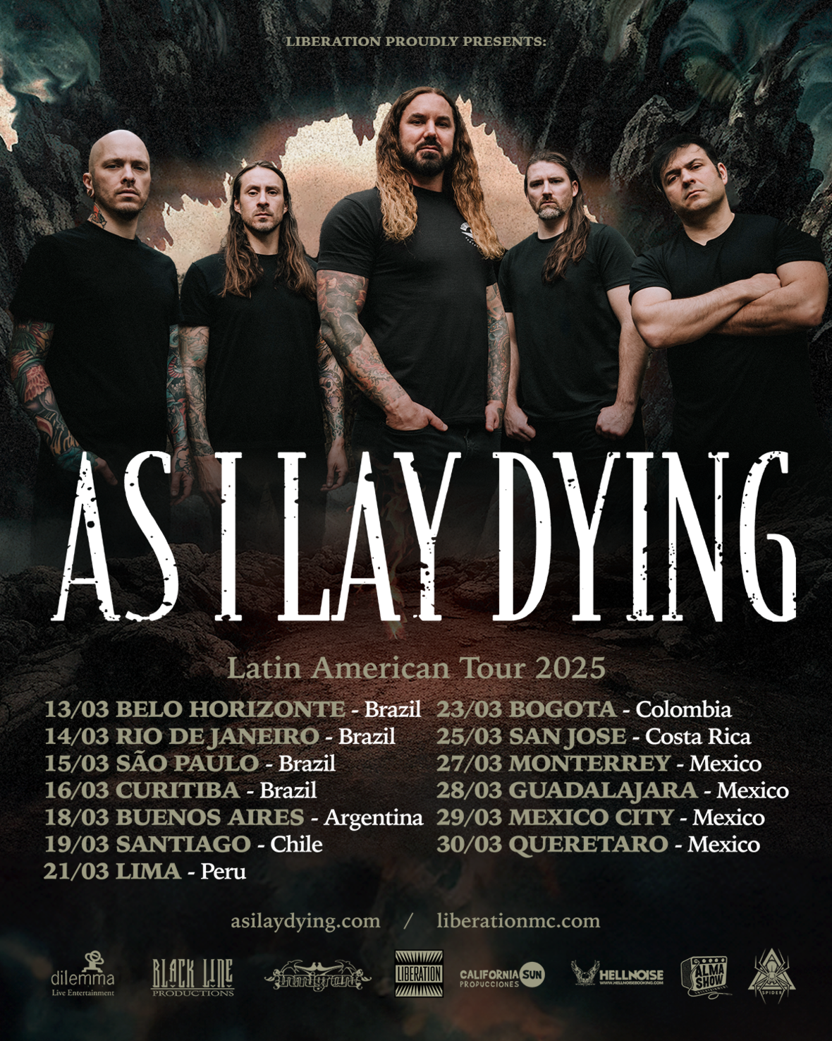 As I Lay Dying, ícone do metalcore mundial, retorna ao Brasil em março de 2025