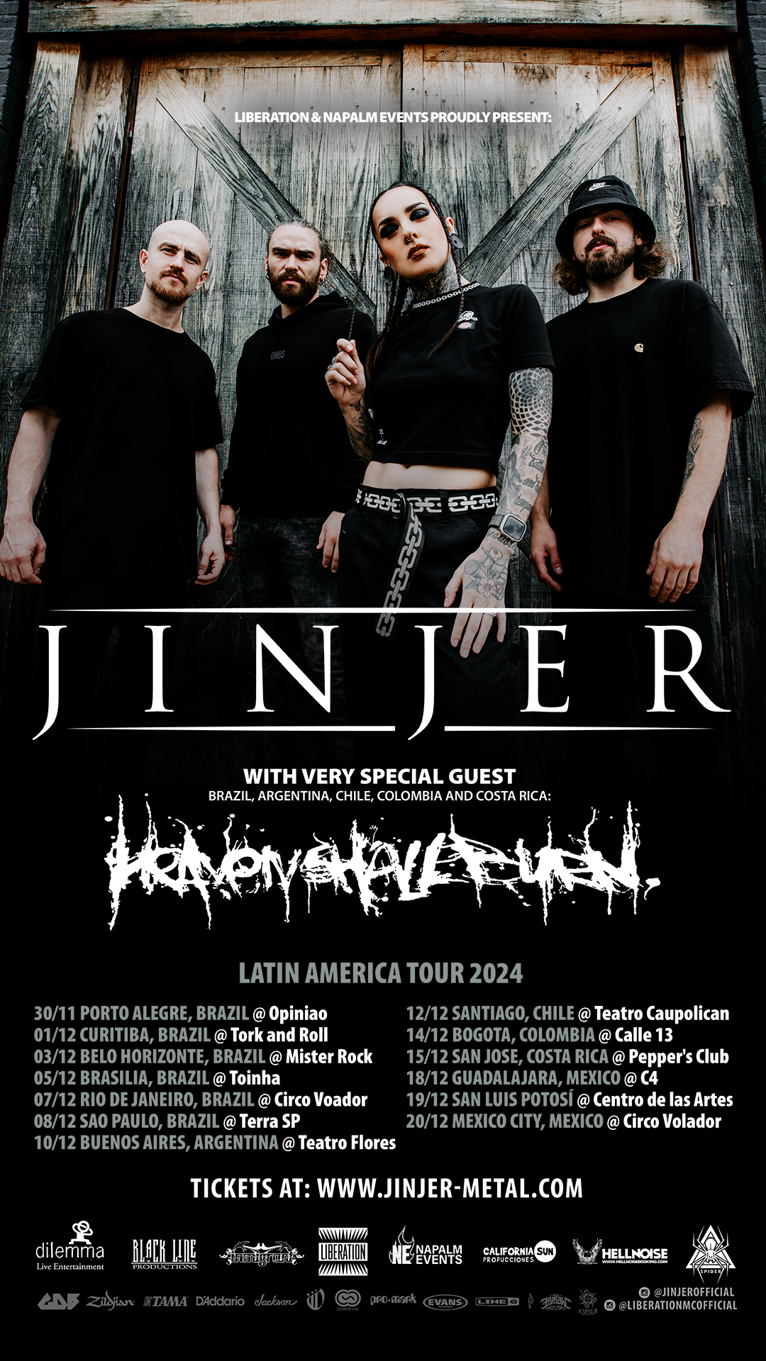 Jinjer e Heaven Shall Burn: a turnê brasileira começa neste sábado (30/11)